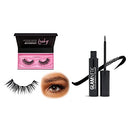 Glamnetic Lashes - Lucky + Black Liquid Liner Bundle | Vegan Magnetic Eyelashes, Short Cat Eye Faux Mink Lashes, Flared, Winged Full Volume, Reusable up to 60 times - 1 Pair Glamnetic