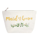 ElegantPark Maid of Honor Bridesmaid Cosmetic Bag Travel Makeup Bag for Women Bridal Shower Gifts Wedding Party Pouch Zipper Canvas ElegantPark