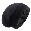 Satin Lined Hair Cover Sleep Cap - Adjustable Stay on No Fading Slouchy Skull Night Sleeping Beanie for Frizzy Natural Curly Hair Protection - Solid Black GB Selected
