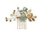 Luxury Flower Hair Combs and Pins Accessories for Wedding, Birthday, Bridesmaids, Various Styles and Colors (3 flowers combs, Green) The Crafty Owl