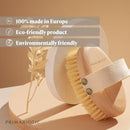 Primabiotic Body Massage Brush with Pouch – Eco-Friendly Product from Europe – Beech Wood & Agave Fibers – Oval Handle with Cotton Strap – Ideal for Dry Massage and Cellulite Reduction Infinity Warehouse