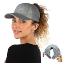 Ponyflo Active Ponytail Hat - Ponytail Caps for Women, Designed for Curly Hair (Grey) Ponyflo
