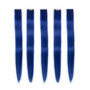Winsky Blue Clip in Hair Extensions 100% Real Human Hair - Straight Highlights Colored Clip on Hairpieces 5 Pieces/Set (18inch, Blue) Winsky