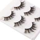 3D False Eyelashes Extensions 3 Pairs Long Lashes Strip with Volume for Women's Makeup Handmade Soft Fake Eyelash PURELEOR