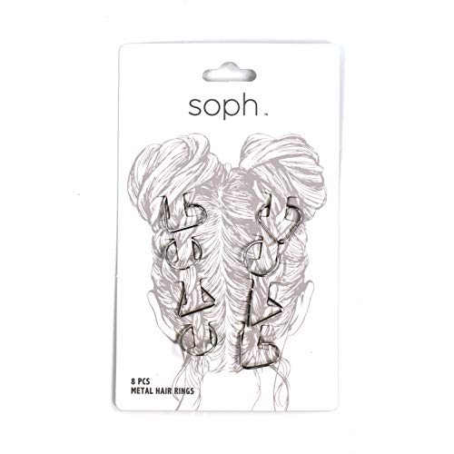 Hair Braid Rings Gold Coils Jewelry for Dreadlocks Metal Hair Cuff Hoops or Braiding Clip Beads Accessories (Silver Toned Assorted Hair Hoop Shapes) Sophi by Elliott and Oliver Co.