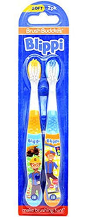 Brush Buddies 2 Pack Blippi Toothbrush for Kids, Children's Toothbrushes, Soft Bristle Toothbrushes for Kids Brush Buddies