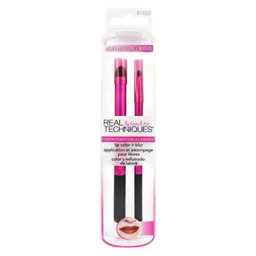 Real Techniques Cruelty Free Lip Color Plus Blur Brush; With Ultra Plush Custom Cut Synthetic Bristles and Extended Aluminum Ferrules to Build Coverage Real Techniques