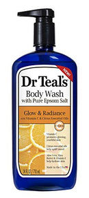 Body Wash with Pure Epsom Salt, Glow & Radiance, Vitamin C & Citrus Essential Oils Teal's, 24 fl oz Dr Teal's