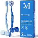 Soft Bristle Tongue Brush for Adults for Bad Breath, Halitosis & Oral Hygiene - Tongue Scraper Brush with Ergonomic Handle & Protective Cap for Easy Storage & Travel - 2 Pack Infinity Warehouse