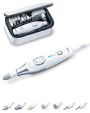 Beurer Professional Manicure Pedicure Nail Drill Kit - 7 Attachments, Variable Speeds, Electric Nail File Set, Nail Care Tools for Hands and Feet with Storage Case, MP42 Beurer