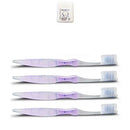Sofresh Flossing Toothbrush - Adult Size Soft | You Choose Color and Quantity (4, Purple) | Bundle with (1) WELdental Mint Xylitol Dental Floss Travel Size WELdental