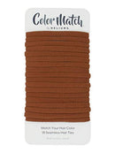 Dark Ginger Skinny Seamless 6mm Medium Hold Soft Nylon Fabric Rolled Ponytail Holders for Redheads- 18 Hair Ties Heliums