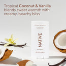 Native Aluminum Free Deodorant, Coconut & Vanilla, Large Size Stick, 72 Hour Odor Control, for Women & Men, Contains Naturally Derived Ingredients, 3.1 oz Infinity Warehouse