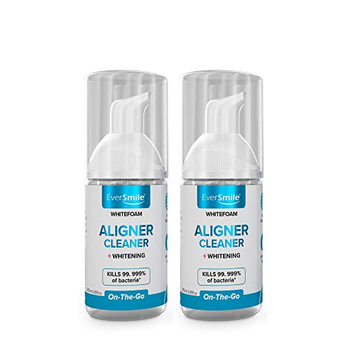 EverSmile WhiteFoam Retainer Cleaner, Invisible Aligner Cleaner, Dental Cleaner for Retainer, Aligners & Trays, Kills Bacteria, Whitens Teeth & Eliminates Bad Breath - Travel Size (2 Pack - 25 ml) EverSmile