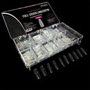 Vivace Clear Full Cover Long Coffin 500 Acrylic False Fake Nail Tips With Clear Plastic Case for Nail Salon Nail Shop (Clear F.C Long Coffin) Vivace