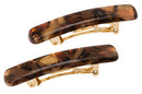 France Luxe Mini Rectangle Barrette Pair - Pavlova Brown France Luxe