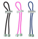 Pulleez Sliding Ponytail Holder, Set of 3 - Silver Nugget Metal Charms - Dk Brown/ Pink/ Dk Blue Elastic Hair Tie Bracelets Pulleez
