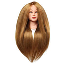 SOPHIRE 26"-28" Long Hair Mannequin Head with 60% Real Hair, Hairdresser Practice Training Head Cosmetology Manikin Doll Head with 9 Tools and Clamp - Golden, Makeup On SOPHIRE