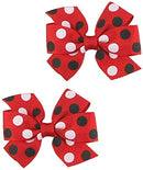 Small Baby Hair Clips,Toddler Hair Clips-2ct 3" Red Hair Bows for Girls-No Slip Grip Red Bows Metal Barrettes for Girls Teens Toddlers Kids,Baby Girl Hair Accessories (Red Ribbon) HipGirl