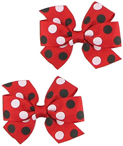 Small Baby Hair Clips,Toddler Hair Clips-2ct 3" Red Hair Bows for Girls-No Slip Grip Red Bows Metal Barrettes for Girls Teens Toddlers Kids,Baby Girl Hair Accessories (Red Ribbon) HipGirl