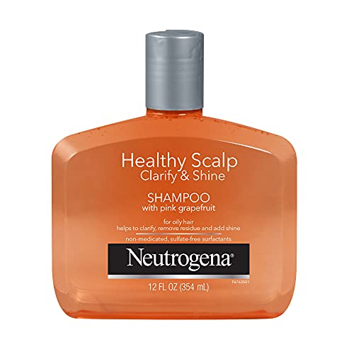 Neutrogena Exfoliating Healthy Scalp Clarify & Shine Shampoo for Oily Hair and Scalp, Anti-Residue Shampoo with Pink Grapefruit, pH-Balanced, Paraben & Phthalate-Free, Color-Safe, 12oz Neutrogena