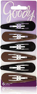 Goody Metal Contour Hair Snap Clips - 6 Count, Black and Brown - Just Snap Into Place - Suitable for All Hair Types - Pain-Free Hair Accessories for Women and Girls - All Day Comfort GOODY