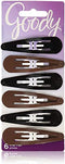 Goody Metal Contour Hair Snap Clips - 6 Count, Black and Brown - Just Snap Into Place - Suitable for All Hair Types - Pain-Free Hair Accessories for Women and Girls - All Day Comfort GOODY