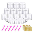 4OZ Slime Containers with Lids + 20 Gram Round Samples Jars (Set of 24)- Empty Small Plastic Containers with Lids for Slime, Lip Scrub, Lotions, Body Butters and Craft Storage Bonus Labels + Spatulas AMORIX