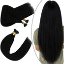 Ugeat I Tip Hair Extensions Human Hair 20Inch Jet Black Remy I Tip Hair Extensions Human Hair