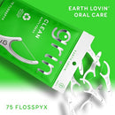 GRIN Clean Flosspyx, Floss Picks, 75 Count, Dental Flossers, Minty Flavor, Recycled Plastic, Super Strong Fine Floss, Tight Teeth, Premium Longer Floss Head, Includes Safe Fold-Back Tooth Pick Infinity Warehouse