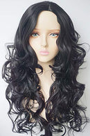 Wonder women costume wig super girl costume Long Black Wavy Curly Hair Wigs Movie/TV SHOW Character costume 24 inches Middle Part Long Hair for Women and Girl (Black-no bangs) wigbuy