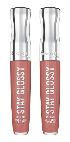 Rimmel Stay Glossy 6HR Lip Gloss, Bare Minimum, 0.18 Fl Oz (Pack of 2) Rimmel