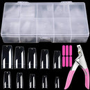 EAONE 500Pcs Clear Acrylic Nail Tips French Nail Tip False Nails Artificial Fake Nail Tips with Nail Clipper, Nail Files for Women Girls Salon Nail DIY Nail Art EAONE