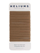 Heliums Light Brown Skinny Seamless 6mm Medium Hold Soft Nylon Fabric Rolled Ponytail Holders - 18 Hair Ties Heliums
