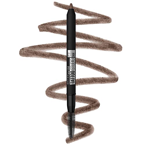 Maybelline TattooStudio Waterproof Eyebrow Pencil, Sharpenable, Longwear, Long Lasting Eyebrow Pencil, Defined Brows, Pigment Brow Pencil, Medium Brown, 1 Count Maybelline New York