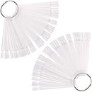 JASSINS 100 Pcs Clear Fan-shaped False Nail Swatch Sticks Nail Polish Practice Display Art Tips Nail Sample Sticks With Metal Split Ring JASSINS