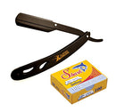 Classic Samurai CS-102MB Stainless Steel Matte Black Finish Professional Barber Straight Edge Shavette Cut Throat Razor with 100 Shark Razor Blades Classic Samurai