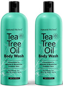 Natural Riches Tea Tree Body Wash - Body Soap to Fight Jock Itch, Itchy Skin, Athletes Foot, Eczema & Body Odor - Peppermint, Eucalyptus & Tea Tree Oil - Women & Mens Natural Body Wash – 2x16 fl oz Natural Riches