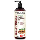 Organic Sweet Almond Oil for Hair and Skin, 100% Pure and Cold-Pressed, Hexane-Free, Lightweight, Non-Greasy Skin Moisturizer, Nourishing Massage Oil, Effective Carrier Oil by Shiny Leaf 16 fl. oz. Shiny Leaf