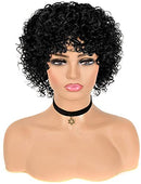 MISSJAY Curly Wigs for Black Women, Brazilian Human Hair Wigs Water Wave None Lace Front Wigs Short Curly Bob Wigs Human Hair(8 Inch, 1B) MISSJAY