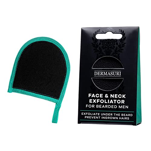 Dermasuri Beard Scrub and Body Scrub Mitt for Deep Exfoliation - Part of a Skincare Kit for Bearded Men - Cleanse Skin & Brush Away Ingrown Beard Hair - Shaving and Grooming Accessories for Men Dermasuri