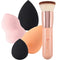 DUcare Foundation Brush with Makeup Sponges Flat Top Kabuki Brush Synthetic Professional Liquid Blending Mineral Powder Beauty Makeup Blender DUcare
