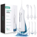Water Flosser - Initio 300ML Water Dental Flosser Cordless for Teeth Cordless Dental Oral Irrigator with 3 Modes, 6 Tips, IPX7 Waterproof, Rechargeable Waterproof Teeth Cleaner for Home and Travel Initio