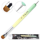 Ivy L 2- Way French Gel Acrylic Nail Art Kolinsky Brush with Dotting Tool for Professional Manicure Nail Art Design Cuticle Clean-up + Lime Green Wood Handle (Size 18) Ivy L