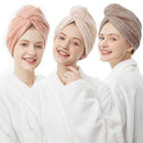 ELLEWIN Hair Towel Wrap 3 Pack, Microfiber Hair Drying Shower Turban with Buttons, Super Absorbent Quick Dry Hair Towels for Curly Long Thick Hair, Rapid Dry Head Towel Wrap for Women Anti Frizz ELLEWIN