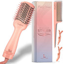 FairyBrave Blow Dryer Brush - Hot Air Brush Hair Dryer, Salon Quality One Step Hair Blowout Volumizer with Hair Clips and Teasing Comb for Medium to Thick Hair, Pink FairyBrave