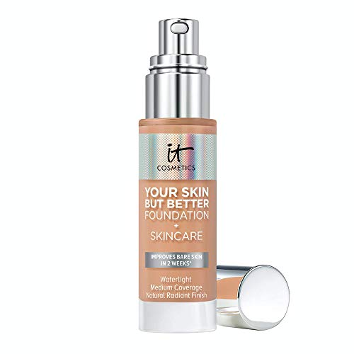 IT Cosmetics Your Skin But Better Foundation + Skincare, Medium Cool 34 - Hydrating Coverage - Minimizes Pores & Imperfections, Natural Radiant Finish - With Hyaluronic Acid - 1.0 fl oz It Cosmetics