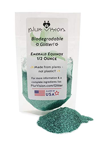 Emerald Equinox Biodegradable Glitter 1/2 Ounce - Made from Plant Cellulose, Earth Friendly. Perfect for Body, Cosmetics, Crafts, DIY Projects. Can be Mixed with Lotions, Gels, Oils, Face Paint Alternative Imagination