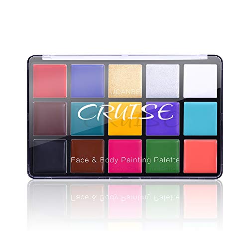 UCANBE Face Body Paint Oil, Professional 15 Colors FX Makeup Palette- Non Toxic Hypoallergenic Safe Facepaint for Halloween, Cosplay Costumes, Parties and Festivals CHARMCODE