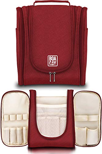 Premium Hanging Travel Toiletry Bag for Women and Men, Hygiene Bag, Bathroom and Shower Organizer Kit with Elastic Band Holders for Toiletries, Cosmetics, Makeup, Brushes BOACAY